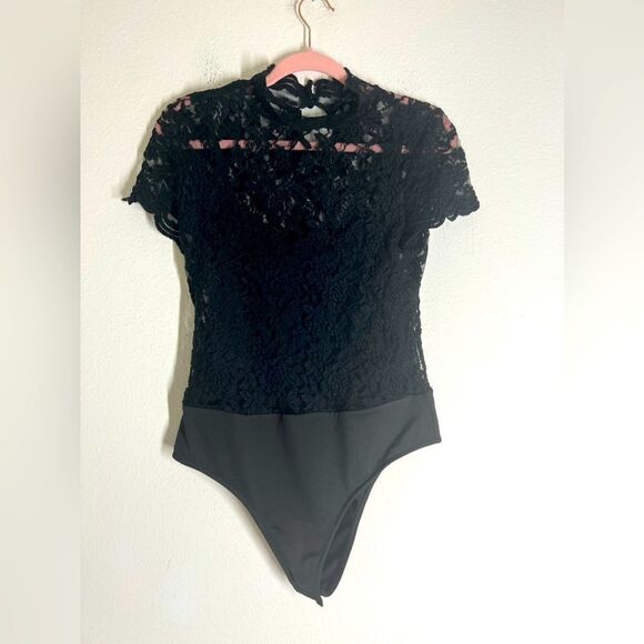 Shinestar Bohemian Lace Black Bodysuit Size L - Picture 1 of 10